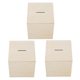 DIY Money Box Wooden Pirate Wooden Box 3Pcs Unfinished Wood Money Box Wood Change Box for Kids Painting Art and Crafts Supplies Wooden Puzzle Box Toyvian