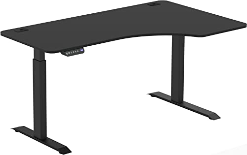SHW 55-Inch Large Electric Height Adjustable L-Shaped Standing Desk with Right Facing Corner, Black SHW