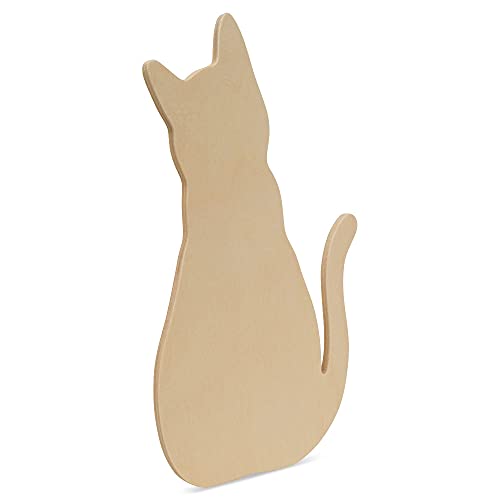 Wood Cat Cutout 8 x 4-4/5 Inch, Pack of 3 Unfinished Wooden Cutouts for Crafting, and DIY Cat and Halloween Décor, by Woodpeckers Woodpeckers