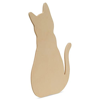 Wood Cat Cutout 8 x 4-4/5 Inch, Pack of 3 Unfinished Wooden Cutouts for Crafting, and DIY Cat and Halloween Décor, by Woodpeckers - WoodArtSupply