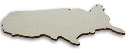 United States Wood Shape - Unfinished USA Map Cutout Wooden Plaque for Crafts - 14.75 Inches Woodpile Fun!