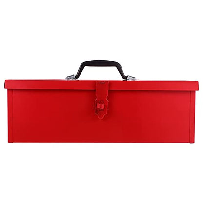 Generic Iron Sheet Tool Box Red Metal Tool Box Metal Household Tool Storage Case with Metal Latch Closure Storage Container, 39X16CM, U181056OK14ZR - WoodArtSupply