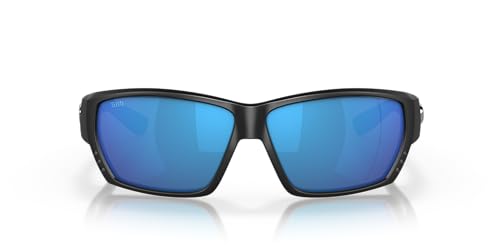 Costa Del Mar Men's Tuna Alley Polarized Rectangular Sunglasses, Matte Black/Grey Blue Mirrored Polarized-580G, 62 mm Costa Del Mar