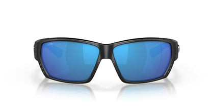 Costa Del Mar Men's Tuna Alley Polarized Rectangular Sunglasses, Matte Black/Grey Blue Mirrored Polarized-580G, 62 mm