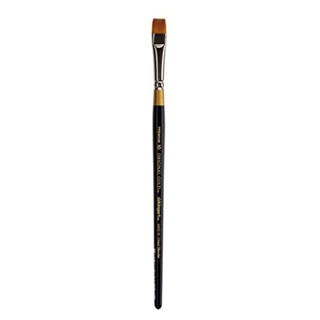 KINGART Premium Original Gold 9450-10 Chisel Blender Bright Series Artist Brush, Golden Taklon Synthetic Hair, Short Handle, for Acrylic, Watercolor, KINGART