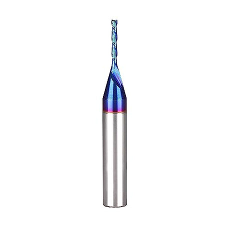 Spiral CNC Router Bits with Down Cut 1/16 inch Cutting, 1/4 inch Shank CNC Bits Solid Carbide End Mill for Wood Cut, 3D Carving Size : 1/16" X 1/2" X HZBIAO