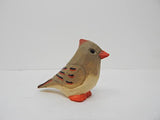 Selsela Cardinal Wood Red Bird Figurine Miniature Garden Statue Carving Home Decor Sculpture Small Animal (Female) Selsela