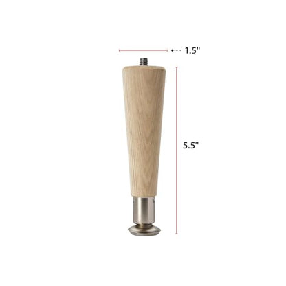 Waddell Round Taper Leg, 6" H | Self Leveling Sanded Wood Coffee Table Legs with 5/16" Hanger Bolt | Replacement Unfinished Furniture Legs for DIY - WoodArtSupply