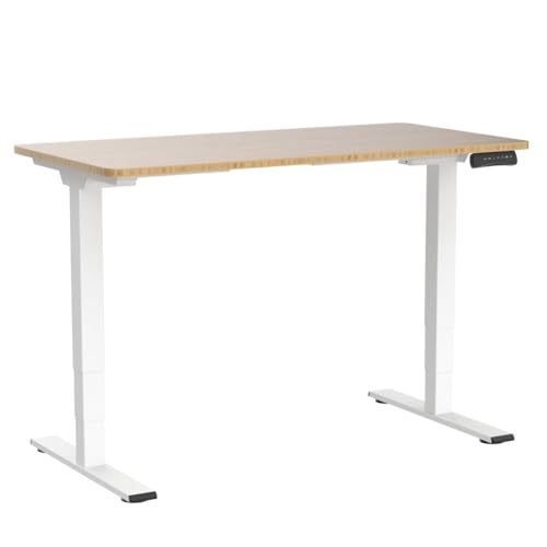 FLEXISPOT Pro Bamboo 3 Stages Dual Motor Electric Standing Desk 55x28 inch Whole-Piece Desk Board Height Adjustable Desk Electric Sit Stand Up Desk FLEXISPOT
