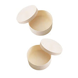 VOSAREA 2 Pcs Wooden Keepsake Box Plain Wooden Boxes Wooden Craft Box Unfinished Keepsake Box Wooden Storage Container Small Gift Box Round Wood Case VOSAREA