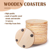 14Pcs Unfinished Wood Coasters, 4 Inch round Blank Wooden Coasters for Crafts with Non-Slip Silicon Dots WoodArtSupply