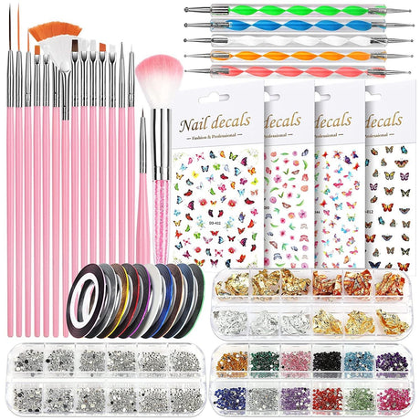 Beginners, Nail Art Supplies with Nail Art Brushes, Nail Dotting Tools, Nail Art Stickers WoodArtSupply