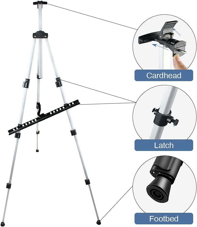 Artist Easel Stand, Metal Tripod Adjustable Easel for Painting Canvases Height from 17 to 66 Inch,Carry Bag for Table-Top/Floor Drawing and WoodArtSupply