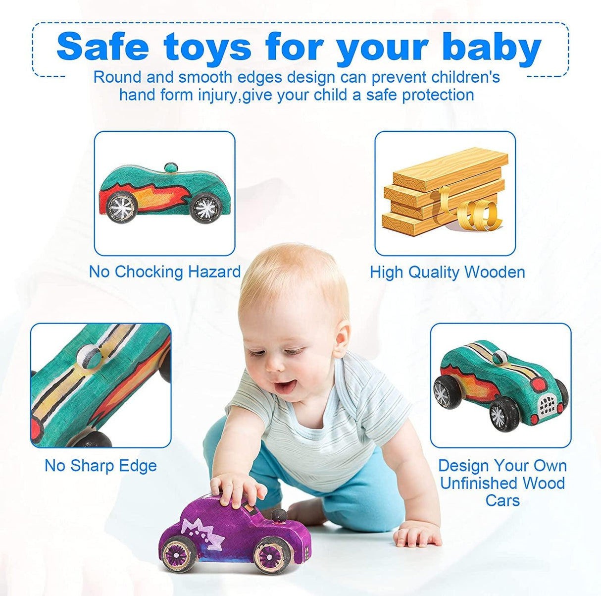 24 Pieces Wood DIY Car Toys Unfinished Wooden Cars Unfinished DIY Car Crafts WoodArtSupply