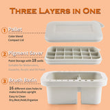 Multi-Use Paint Brush Basin with Brushes Holder,Washer,Trays,Palette Box-Artist Cleaner Cup for Watercolor Oil Acrylic Gouache Painting with Lid WoodArtSupply