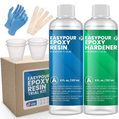 EPE Epoxy Resin and Hardener Kit for Jewelry DIY Art Crafts, Tumbler, Craft Casting Resin - Crystal Clear Resin Kit with 8 OZ Resin, 8 OZ Hardener, 4 WoodArtSupply