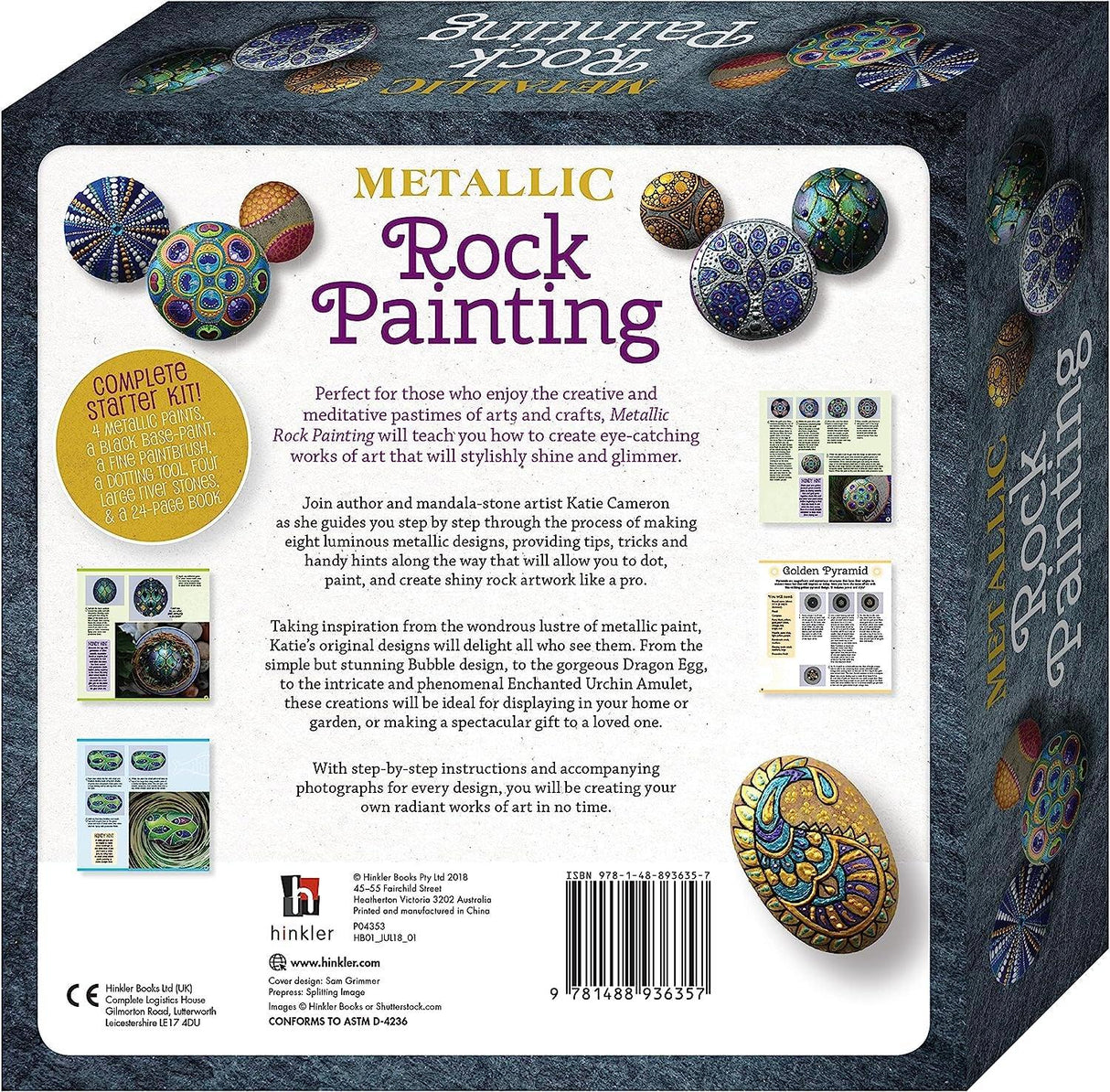 Metallic Rock Painting Box Set - DIY Rock Painting for Adults - Rocks, Brush, Paint Included WoodArtSupply