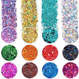 Holographic Chunky Glitter, Set of 12, Craft Glitter for Resin Art Crafts, Cosmetic Glitter for Nail Body Face Eye, Epoxy Resin Glitter Sequin Flake WoodArtSupply