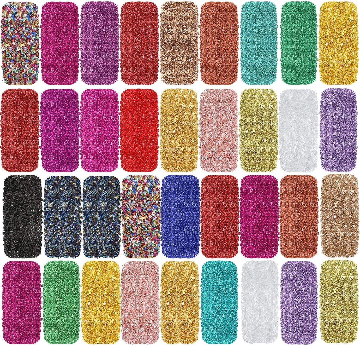 36 Pack Crushed Glass Glitter, Broken Crushed Glass Pieces for Craft Resin Nail DIY Craft Vase Filler Epoxy Resin Art Jewelry Making WoodArtSupply