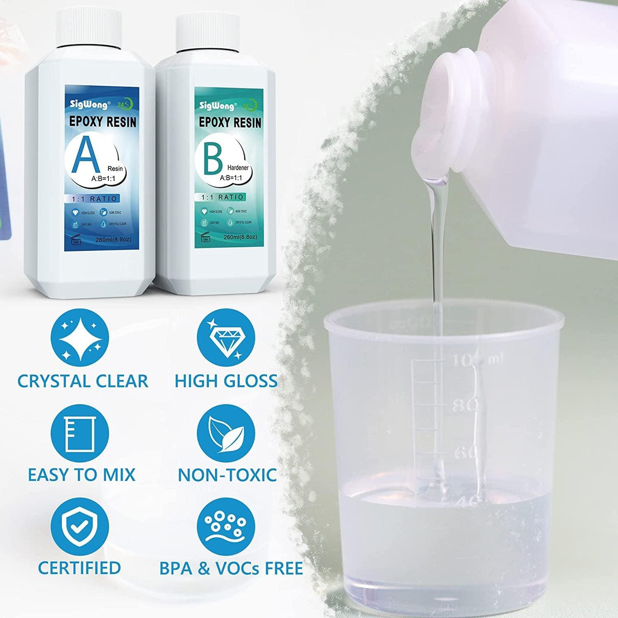 Epoxy Resin Clear Crystal Coating Kit 17.6Oz 2 Part Casting Resin for Art, Craft, Jewelry Making WoodArtSupply