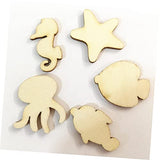 Abaodam 50pcs Pieces Unfinished Wood Dolphin DIY Ocean Creatures Nautical Wood Cutouts Blank Wooden Animals Octopus Wood Unfinished Wood Animal Abaodam