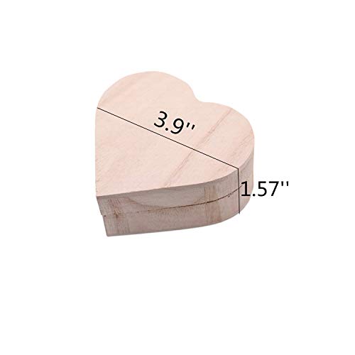 MIAO YUAN 2PCS Unfinished Heart Shape Unpainted DIY Storage Box Wood Craft Box Organizer for Jewelry Box Gift Box Artist Tool - WoodArtSupply