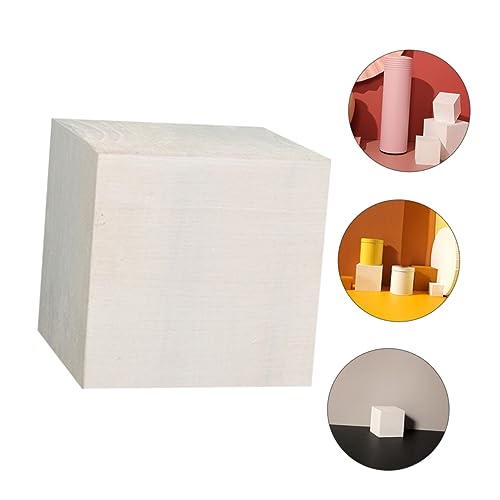 Yardenfun 1pc White Cube Unfinished Wood Cubes Puzzle Making Block Wooden Square Blocks Wooden Geometry Unfinished Wood Blocks Mini Wood Cube Wood Yardenfun