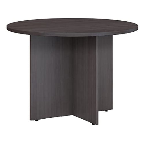 Bush Business Furniture Round Conference Table with Wood Base, Circular Meeting Room Desk for 4 Users, 42W, Storm Gray Bush Business Furniture