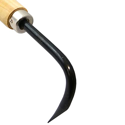 KAKURI Root Hook Japanese Gardening Tool for Loosing Soil, Root Pick Repotting Tool for Bonsai and Gardening, Japanese Hand Forged Carbon Steel, Made KAKURI