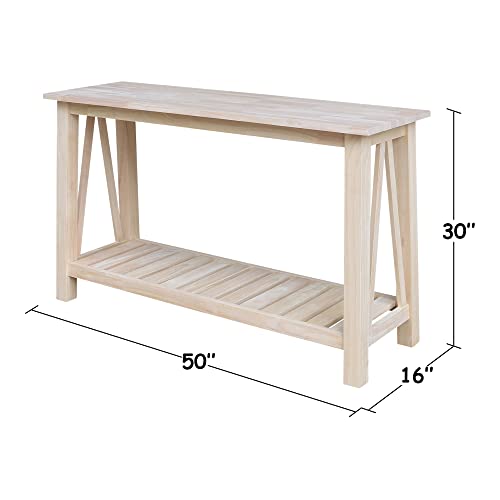 IC International Concepts Console Table, Ready to Finish - WoodArtSupply