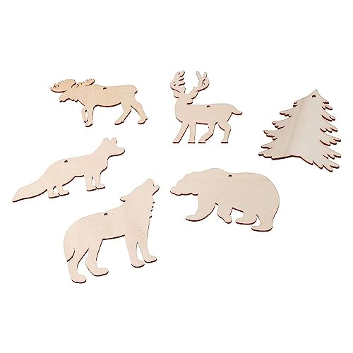 HomeSoGood 60Pcs Wooden Wild Forest Animal Ornaments,Blank Slices,DIY Unfinished Hanging Ornaments, Home Holiday Decoration Cards - WoodArtSupply