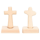 Operitacx 2pcs Christian Cross Stand up Cross Rustic Cross Decor Wood Cross Unfinished Wood Jesus Cross Wood Crosses for Crafts Desk Signs Tabletop Operitacx