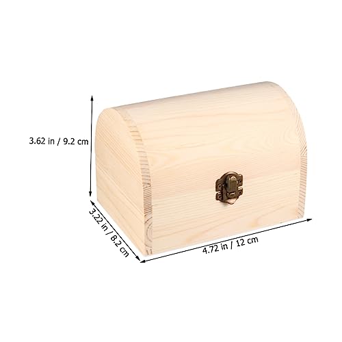 ARTIBETTER 3pcs table top chest locking clasp craft case organizer unfinished wood trunk memories chest unfinished pine wood treasure chest wood