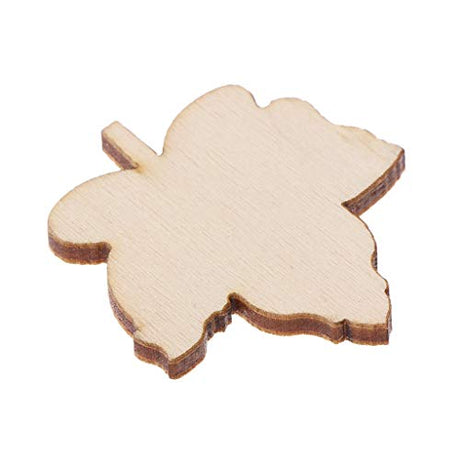 50 Pcs Blank Wood Slices Unfinished Wood Cutout Maple Leaf Shaped Embellishments Wood Pieces for DIY Craft, Gift Tags, Wedding, Christmas, Home BUZHI