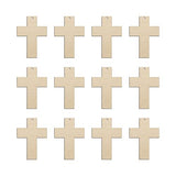30pcs Mini Cross Wood DIY Crafts Cutouts 2" Wooden Cross Shaped Hanging Ornaments with Jute Twines Gift Tags for Easter Halloween Holiday Party Creaides