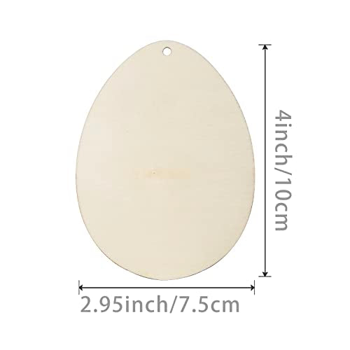 Easter Wooden Easter Egg Cutouts Unfinished Wooden Cutouts Blank with Twines Wood Slices Ornaments for Christmas Birthday Party Happy Easter Spring Zontween