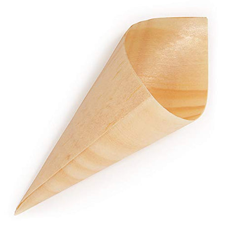 BambooMN Brand - 3.1" Tall x 1.5" Dia Disposable Wood Cones - 100 Pieces BambooMN
