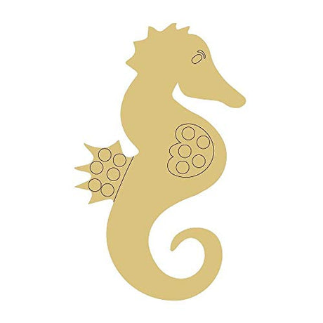 Seahorse Design by Lines Cutout Unfinished Wood Animal Sea Beach Nautical MDF Shaped Canvas Style 1 Art 1 (6") Diverse Woodworking