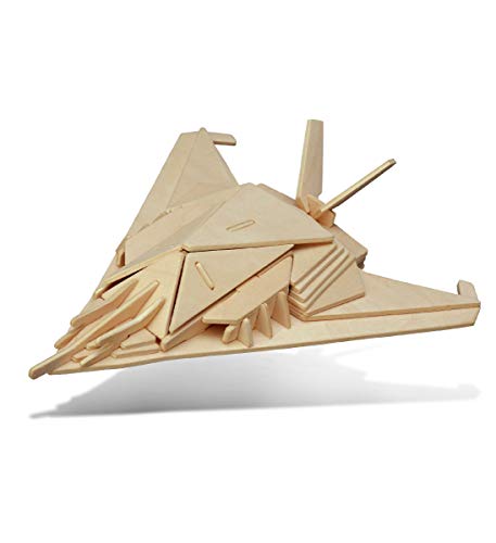 Puzzled 3D Puzzle Stealth Bomber Wood Craft Construction Model Kit, Fun & Educational DIY Wooden Toy Assemble Model Unfinished Crafting, Hobby Puzzle Puzzled
