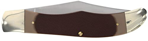 Old Timer 25OT Folding Hunter 9.3in Traditional Folding Pocket Knife with 2 High Carbon SS Blades, Ergonomic Sawcut Handle, and Leather Belt Sheath Old Timer