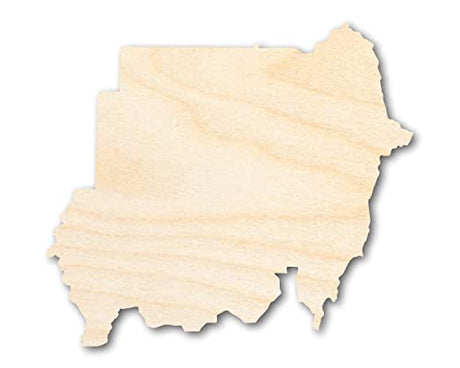 Unfinished Wood Sudan Country Shape - North Africa Craft - up to 36" DIY 18" / 1/2" 24 Hour Crafts