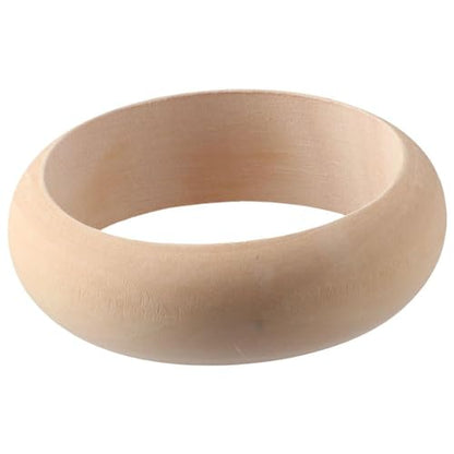 hobbyhub 4Pcs Unfinished Wood Blank Bangle Bracelets,3.4 x 1 Inch Natural Wooden Round Circles Large Wooden Ring for DIY Craft Making Painting - WoodArtSupply