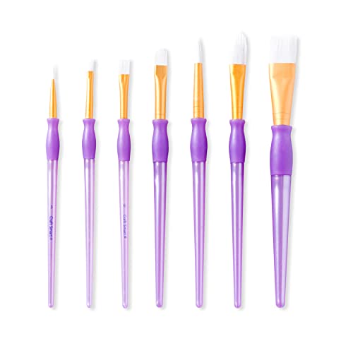 Craft Smart® Brush Set, Flat Variety White Taklon, 7 Pieces - WoodArtSupply