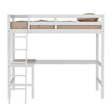 Hillsdale Caspian White Twin Loft Bed with Built-In Desk for Kids Hillsdale