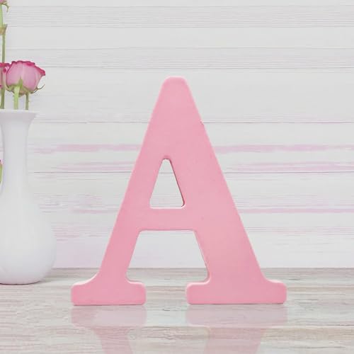 WOODOUNAI 4 Inch Pink Wood Letters Unfinished Wood Letters for Wall Decor Decorative Standing Letters Slices Sign Board Decoration for Craft Home woodounai