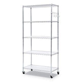Alera SW653618SR 36 in. x 18 in. x 72 in. Five-Shelf Wire Shelving Kit with Casters and Shelf Liners - Silver Alera