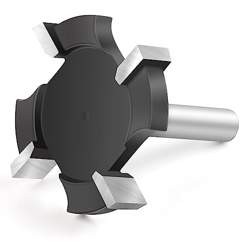 BINSTAK CNC Spoilboard Surfacing Router Bit 1/4 Inch Shank, Extra Large 1-1/2 Inch Cutting Diameter, Slab Flattening Router Bit Planing Bit Wood BINSTAK