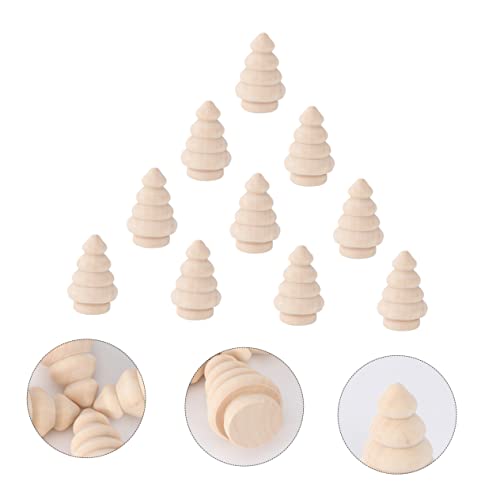ARTIBETTER 10pcs Wood Christmas Tree Unfinished Wooden Unfinished Peg Dolls Homemade Ornaments Wooden Xmas Tree Craft Blank Peg Doll Wooden Christmas ARTIBETTER