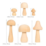 VILLCASE 6pcs Unfinished Wooden Mushroom, Various Sizes Mushroom Natural Mini Wood Mushrooms Figures for Craft Projects and DIY Home Mushroom Decor VILLCASE