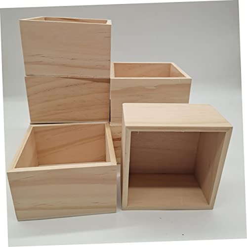 TEHAUX 2pcs No Cover Wooden Box Jewelry Holder Container Wooden Treasure Chest Unfinished Wood Boxes Small Wooden Boxes with Lids Sundries Storage TEHAUX